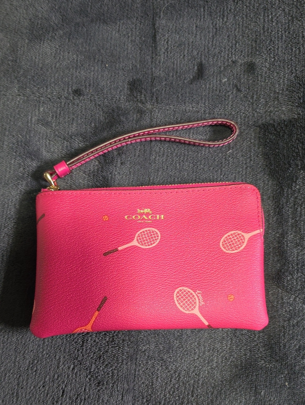 Coach Pink Tennis Print Wristlet Clutch